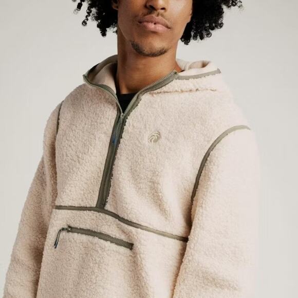 Vapor Apparel Headwind 1/4 Zip Poly Fleece Hoodie Natural Men's Size Large - Picture 2 of 10